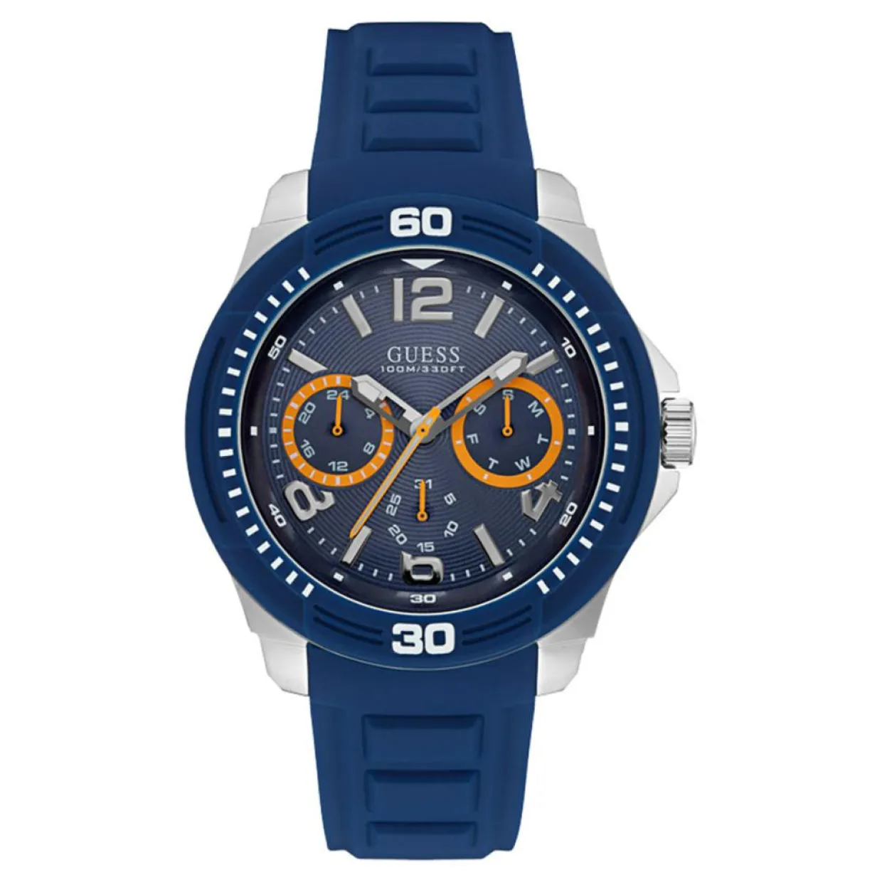 Homme Guess Montres^Montre Homme Tread en Caoutchouc bleue