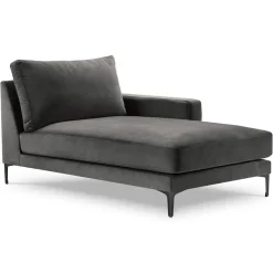 Mazzini Sofas Canapés^Méridienne Velours Droite Venus grise - 160x104x90 cm