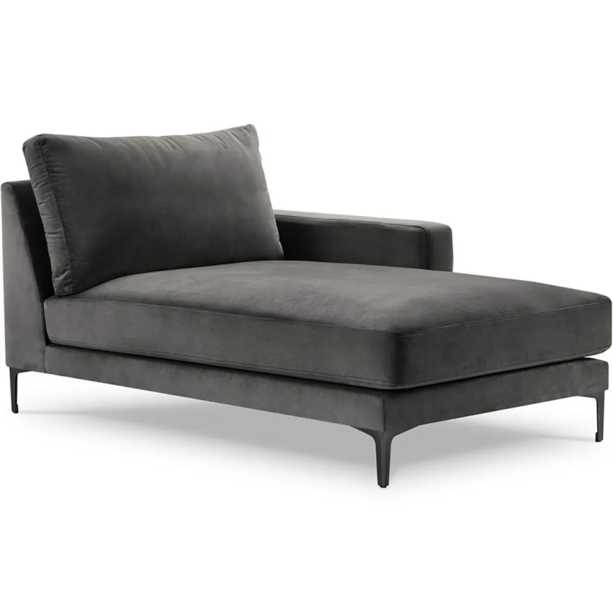 Mazzini Sofas Canapés^Méridienne Velours Droite Venus grise - 160x104x90 cm