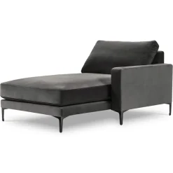 Mazzini Sofas Canapés^Méridienne Velours Droite Venus grise - 160x104x90 cm