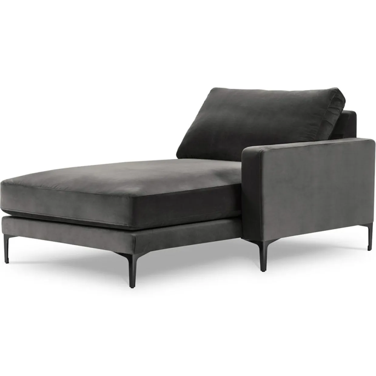 Mazzini Sofas Canapés^Méridienne Velours Droite Venus grise - 160x104x90 cm