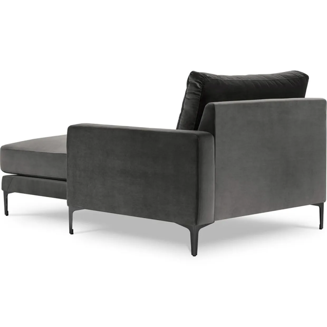 Mazzini Sofas Canapés^Méridienne Velours Droite Venus grise - 160x104x90 cm