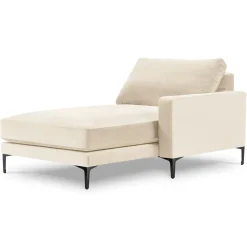 Mazzini Sofas Canapés^Méridienne Velours Droite Venus beige clair - 160x104x90 cm
