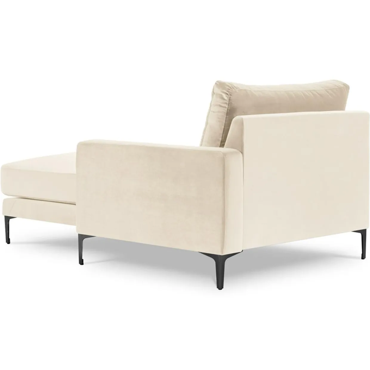 Mazzini Sofas Canapés^Méridienne Velours Droite Venus beige clair - 160x104x90 cm