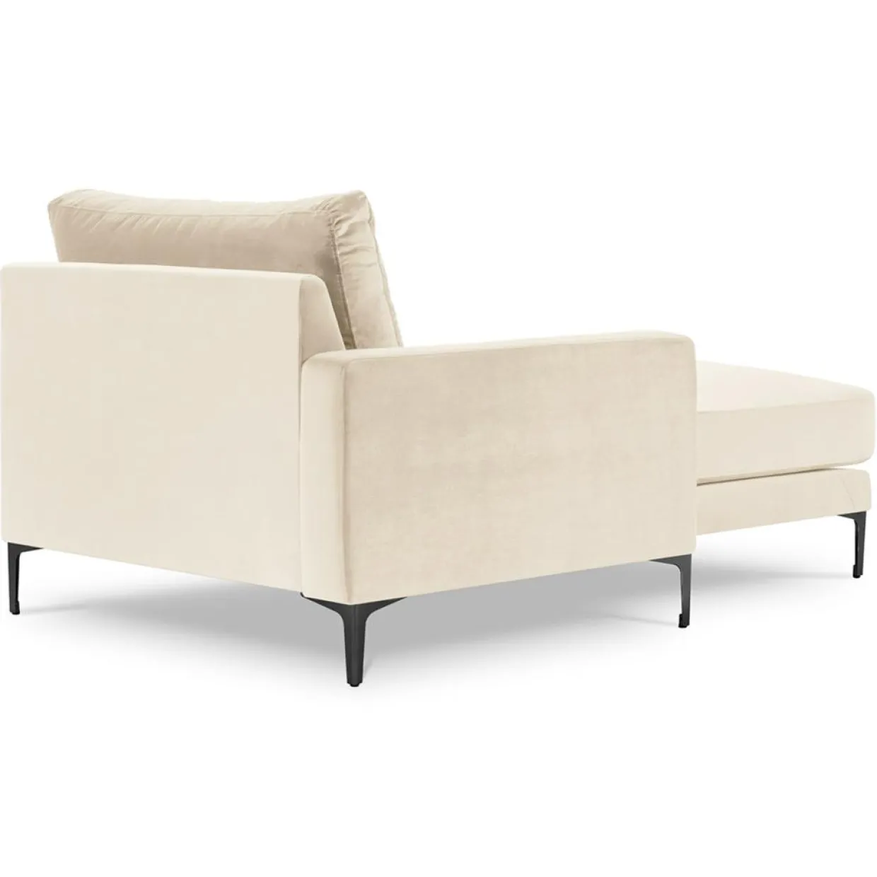 Méridienne Velours Gauche Venus beige clair - 160x104x90 cm-Mazzini Sofas Online
