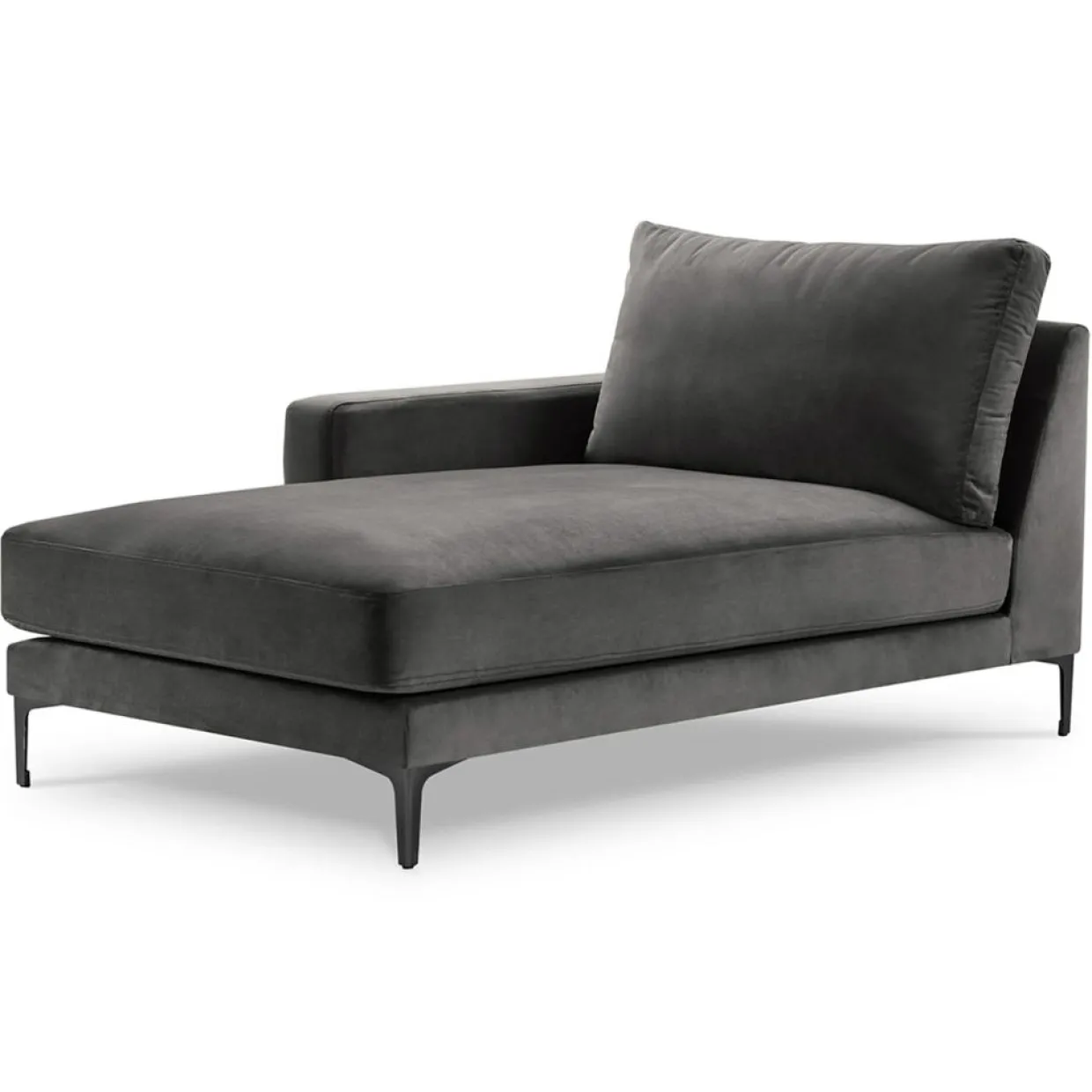 Mazzini Sofas Canapés^Méridienne Velours Gauche Venus grise - 160x104x90 cm