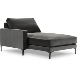 Mazzini Sofas Canapés^Méridienne Velours Gauche Venus grise - 160x104x90 cm