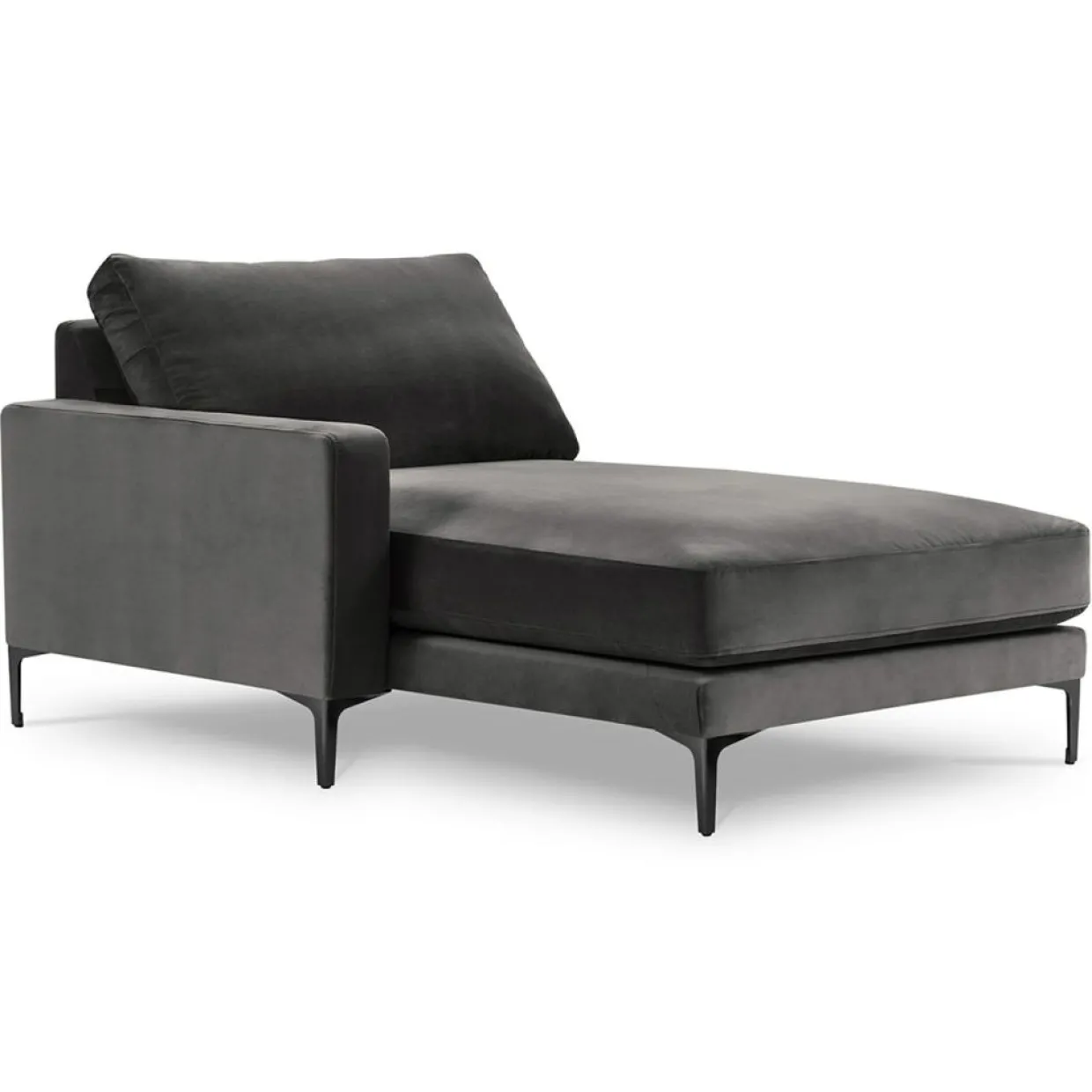 Mazzini Sofas Canapés^Méridienne Velours Gauche Venus grise - 160x104x90 cm