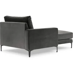 Mazzini Sofas Canapés^Méridienne Velours Gauche Venus grise - 160x104x90 cm