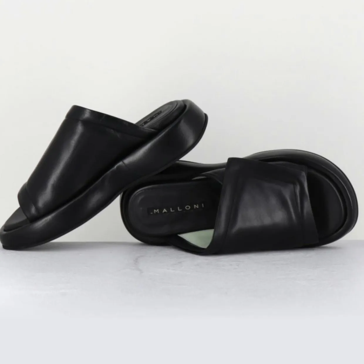 Mules en Cuir Rombo noires-Malloni Best