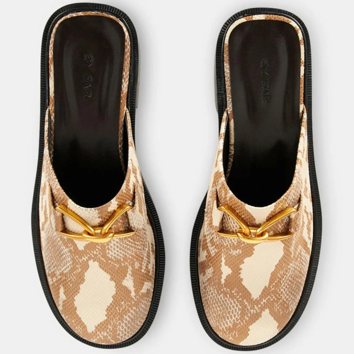 Femme By Far Sandales À Talons^Mules en Cuir Sabot beige
