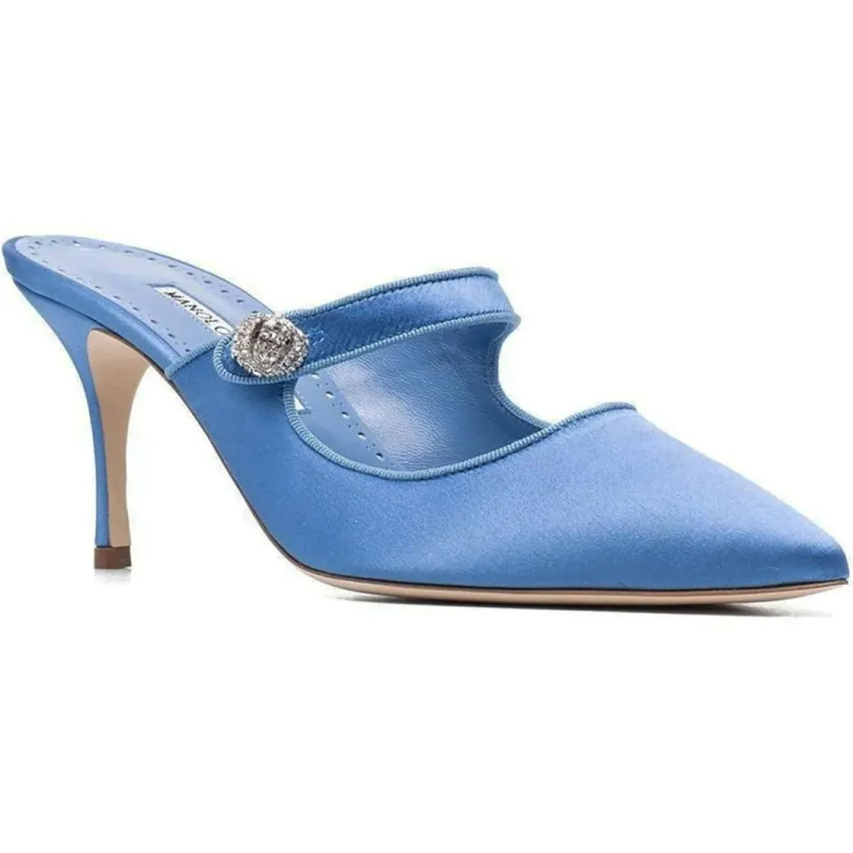 Mules en Satin Camparimu bleues - Talon 7 cm-Manolo Blahnik Hot