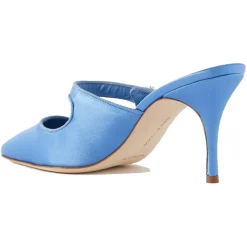 Mules en Satin Camparimu bleues - Talon 7 cm-Manolo Blahnik Hot