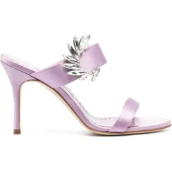 Mules en Satin Chivela lilas - Talon 9 cm-Manolo Blahnik Discount