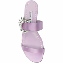 Femme Manolo Blahnik Sandales Plates^Mules en Satin Chivela lilas