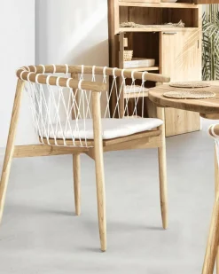 Uniqka Chaises^Nala - Chaise en teck massif et cordage blanc
