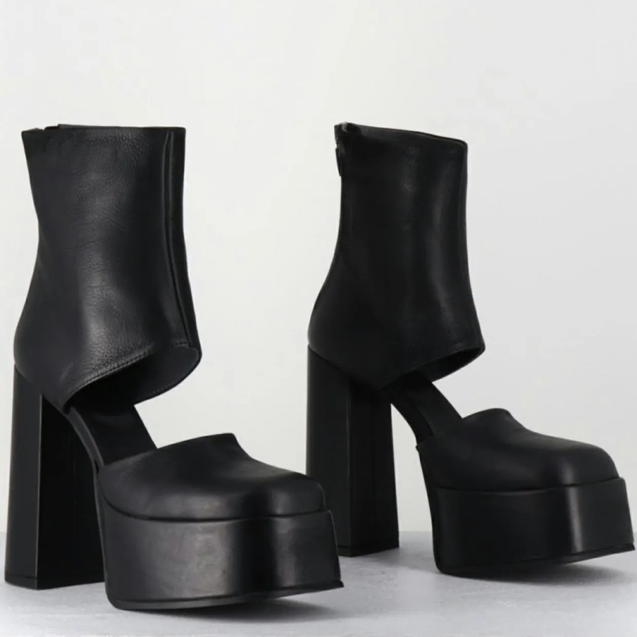 Femme Sort Aarhus Bottines^Open Boots en Cuir 3760 noires - Talon : 13cm