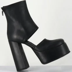 Femme Sort Aarhus Bottines^Open Boots en Cuir 3760 noires - Talon : 13cm