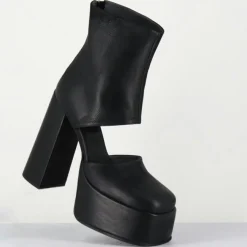 Femme Sort Aarhus Bottines^Open Boots en Cuir 3760 noires - Talon : 13cm