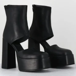 Femme Sort Aarhus Bottines^Open Boots en Cuir 3760 noires - Talon : 13cm