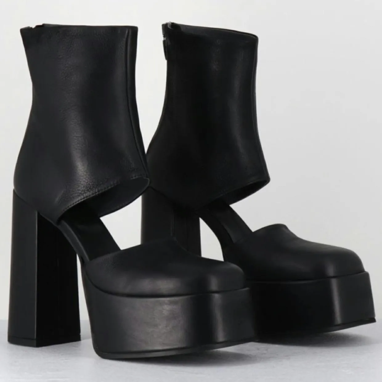 Femme Sort Aarhus Bottines^Open Boots en Cuir 3760 noires - Talon : 13cm