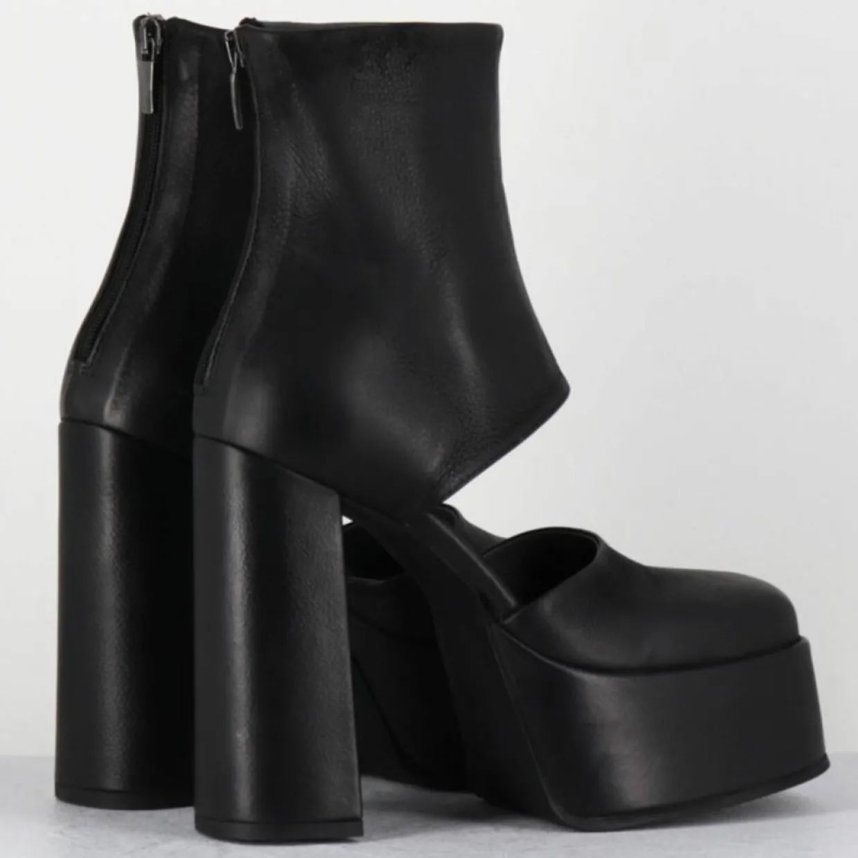 Femme Sort Aarhus Bottines^Open Boots en Cuir 3760 noires - Talon : 13cm