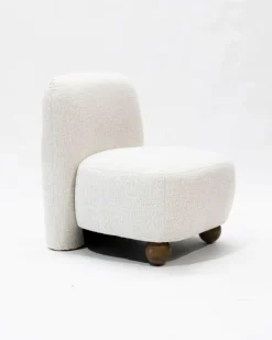 Oslo - Fauteuil design en tissu beige-Uniqka New