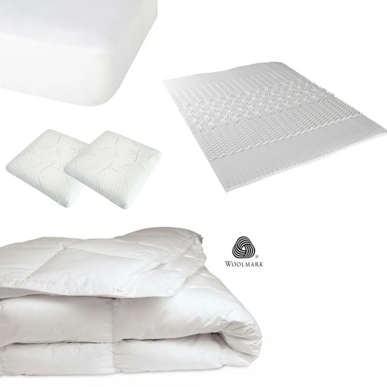 Novasom Linge De Lit, Ensembles^Pack 4 pièces : Oreiller + Protège-Matelas + Couette + Surmatelas - 90x190 cm