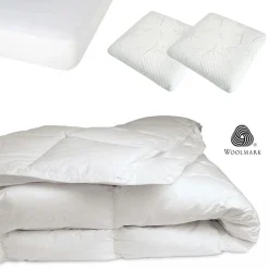 Pack 4 pièces blanc : 2 Oreillers + Protège-Matelas + Couette - 180x200 cm-Neorev Sale