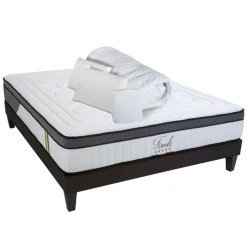 Bellecour Lits^Pack Prêt à Dormir Tivoli Matelas + Sommier + Accessoires blanc - 140x200 cm