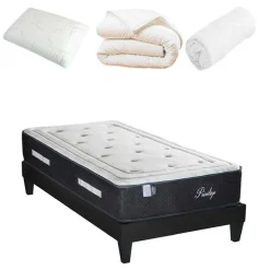 Pack prêt-à-dormir Privilège blanc/gris - 90x200 cm-Bellecour