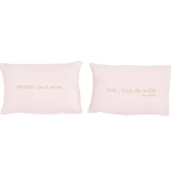Bed and Philosophy Coussins, Galettes De Sièges^Paire de coussins sérigraphiés en lin roses 25x40cm