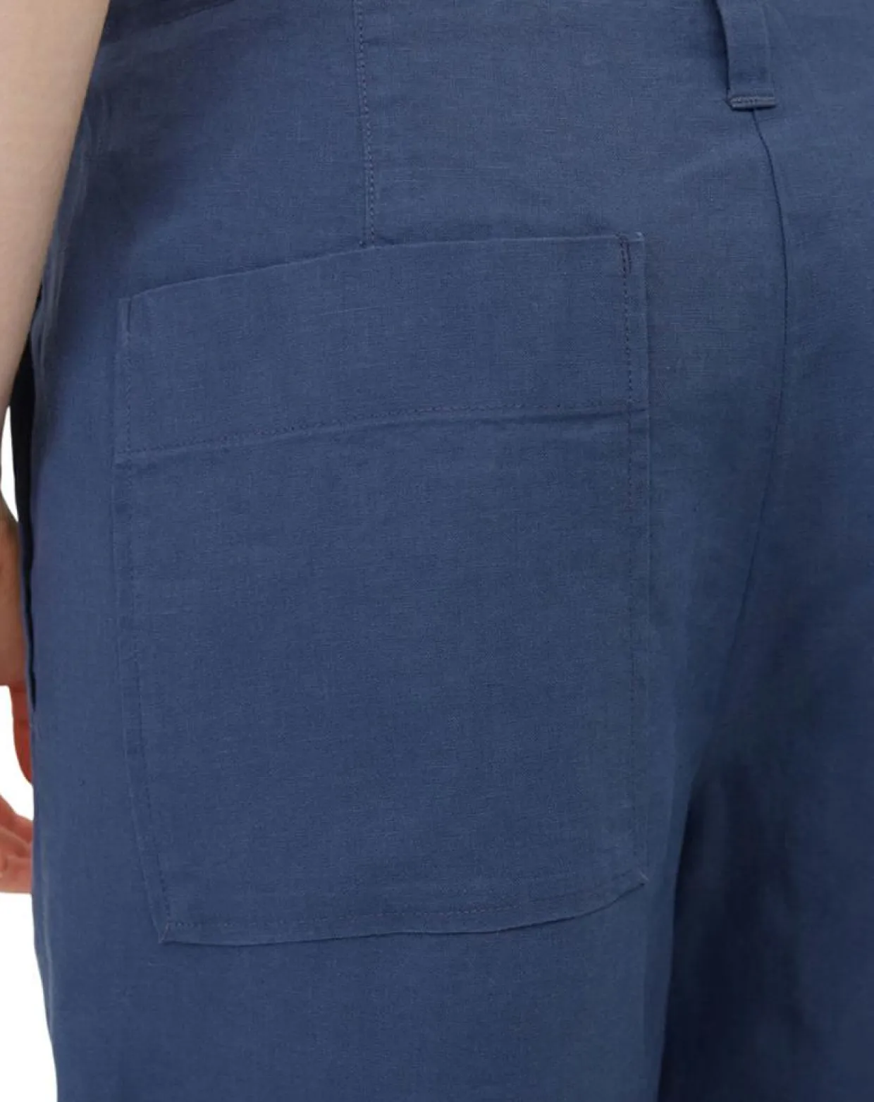 Pantalon 100% Lin Elastique Lin bleu moyen-Marc O'Polo