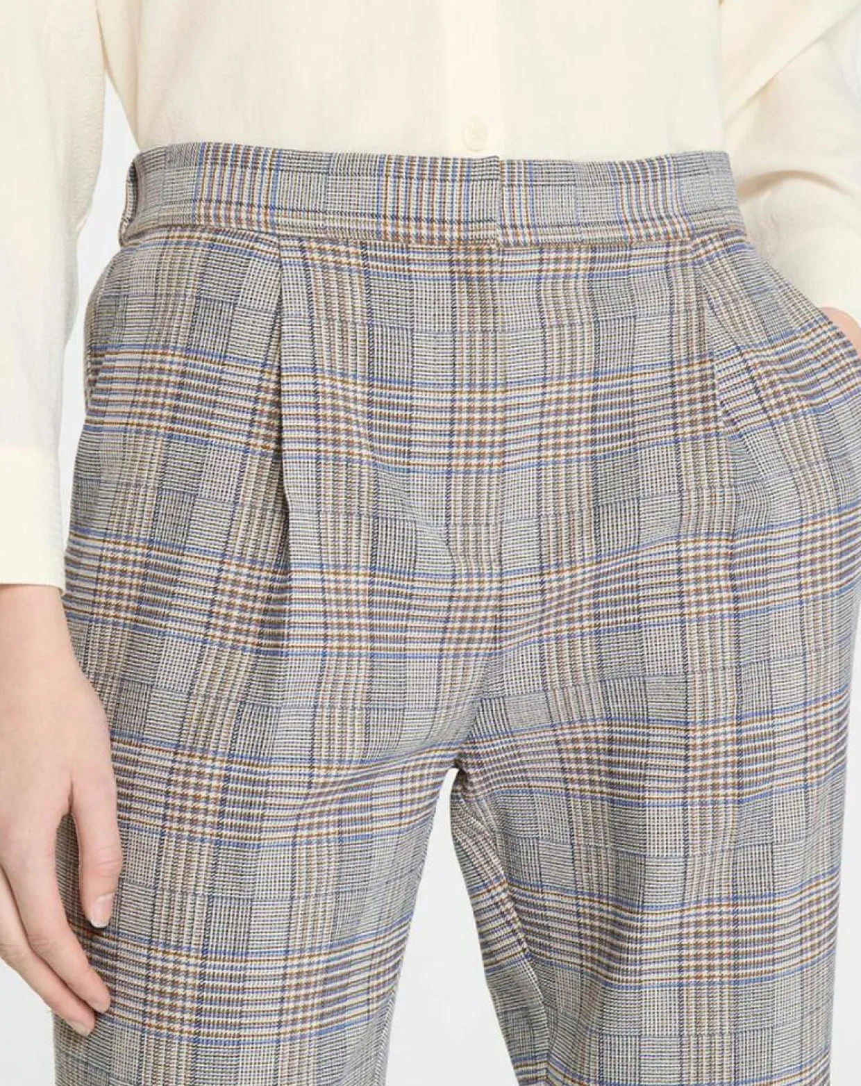 Pantalon ajusté Rink imprimé Prince de Galles gris/noir-Galeries Lafayette Online