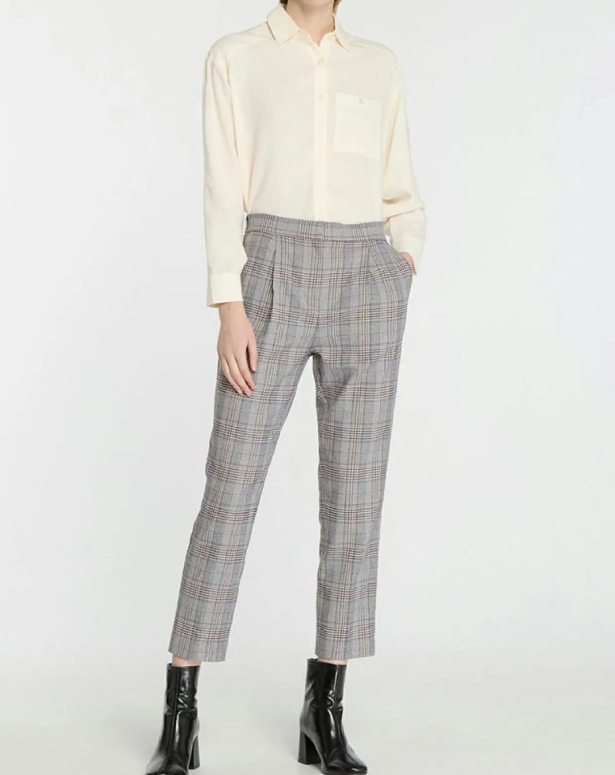 Pantalon ajusté Rink imprimé Prince de Galles gris/noir-Galeries Lafayette Online