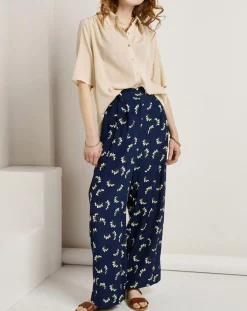 Pantalon ample fluide Julia imprimé marine-See u Soon Discount