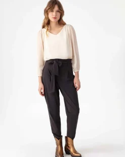 Pantalon avec Ceinture Hadrien choco-Indies Clearance