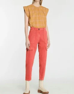 Pantalon cargo en Twill de Coton recyclé Robin rouge foncé-Galeries Lafayette Clearance