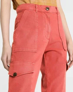 Pantalon cargo en Twill de Coton recyclé Robin rouge foncé-Galeries Lafayette Clearance