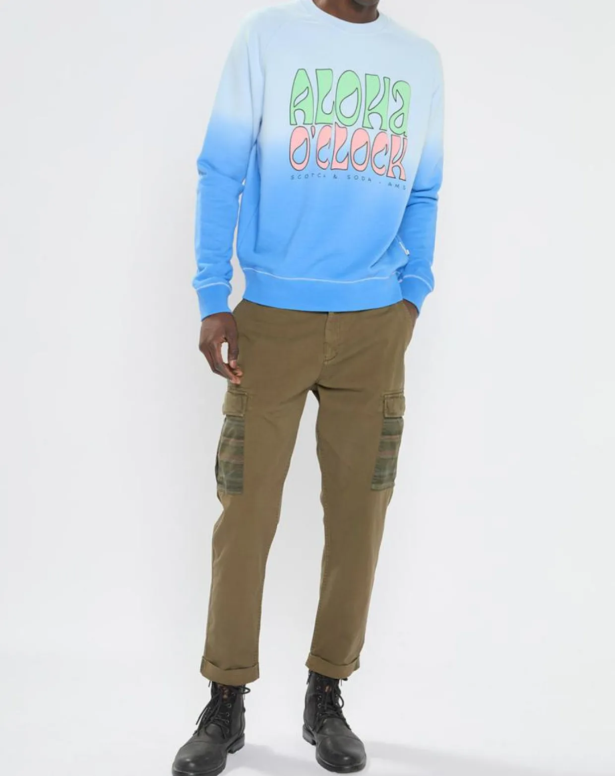 Homme Scotch & Soda Pantalons^Pantalon Cargo Loose Tapered kaki foncé