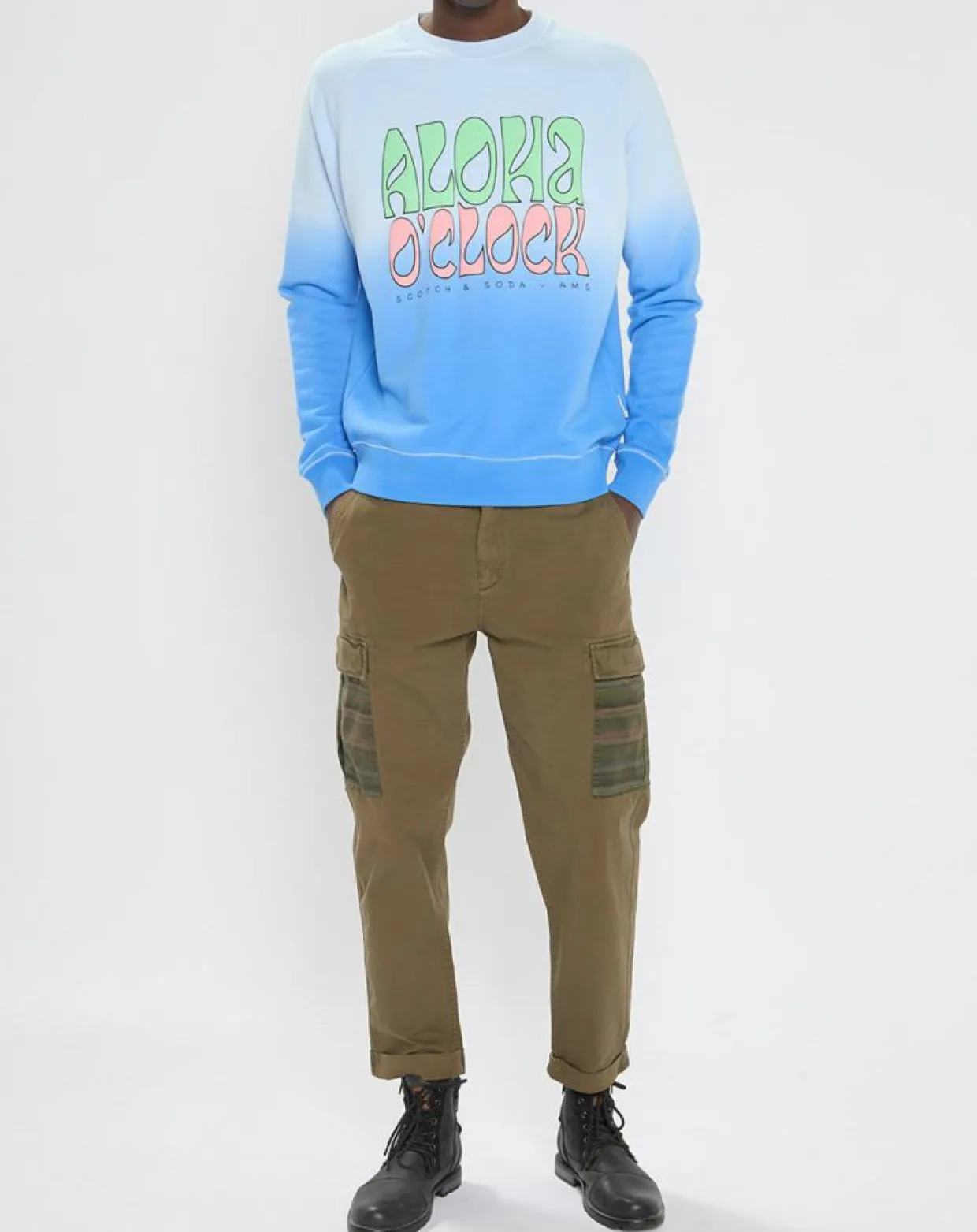 Homme Scotch & Soda Pantalons^Pantalon Cargo Loose Tapered kaki foncé