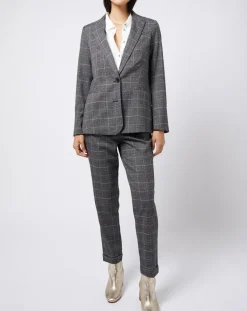 Femme Esprit Pantalons^Pantalon carotte Prince de Galles lurex gris