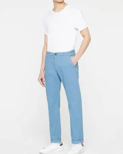 Pantalon Chino droit en Coton Bio Kunzo à micro pois bleu-Galeries Lafayette Clearance