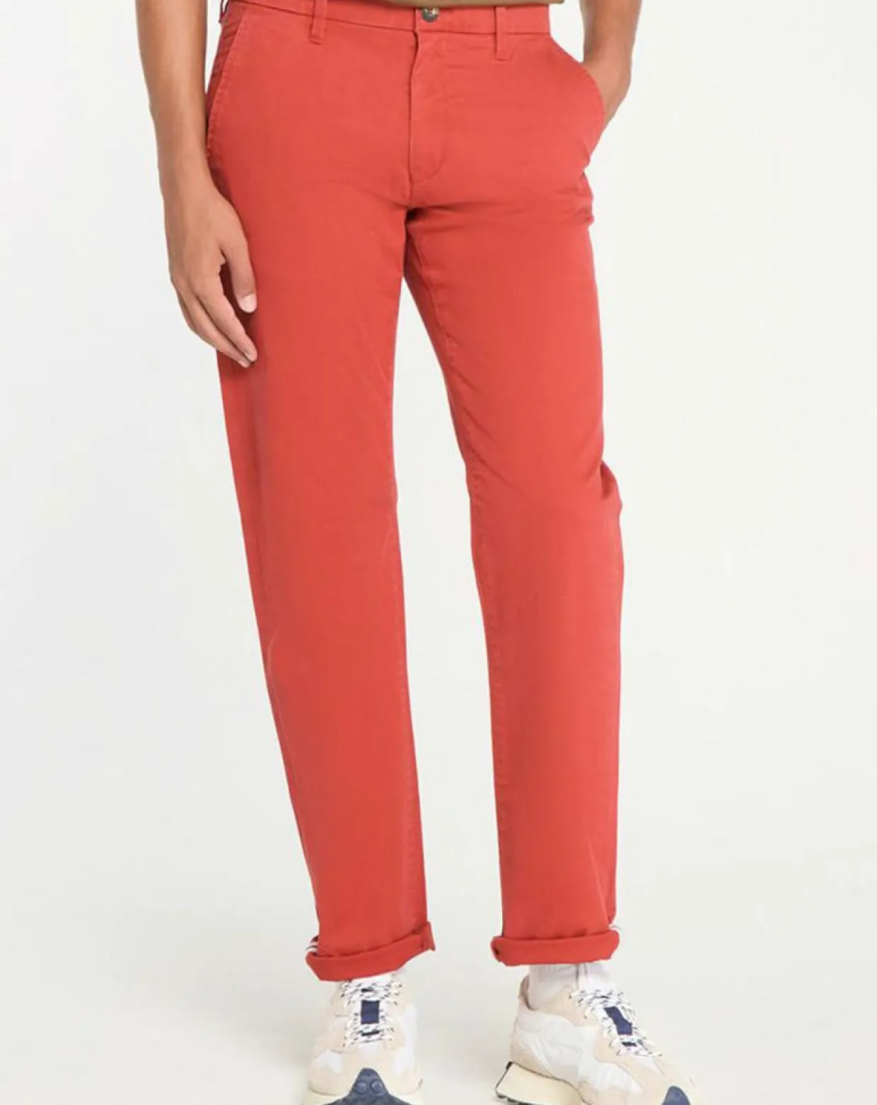 Pantalon chino en Coton bio droit Kutdroit rouge foncé-Galeries Lafayette Discount