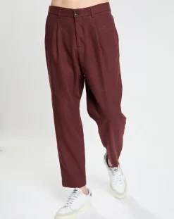 Homme Scotch & Soda Pantalons^Pantalon Chino Loose Pince Laine mélangée Ceinturé bordeaux