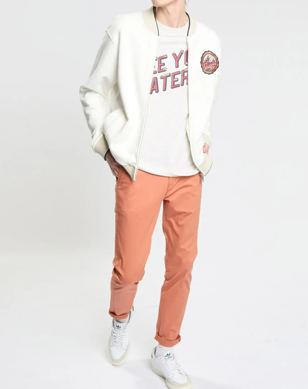 Pantalon Chino Super Slim Fit en Coton Bio mélangé Stretch brique-Scotch & Soda Sale