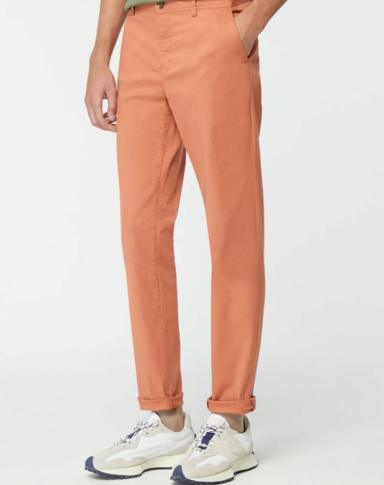 Pantalon Chino Super Slim Fit en Coton Bio mélangé Stretch brique-Scotch & Soda Sale