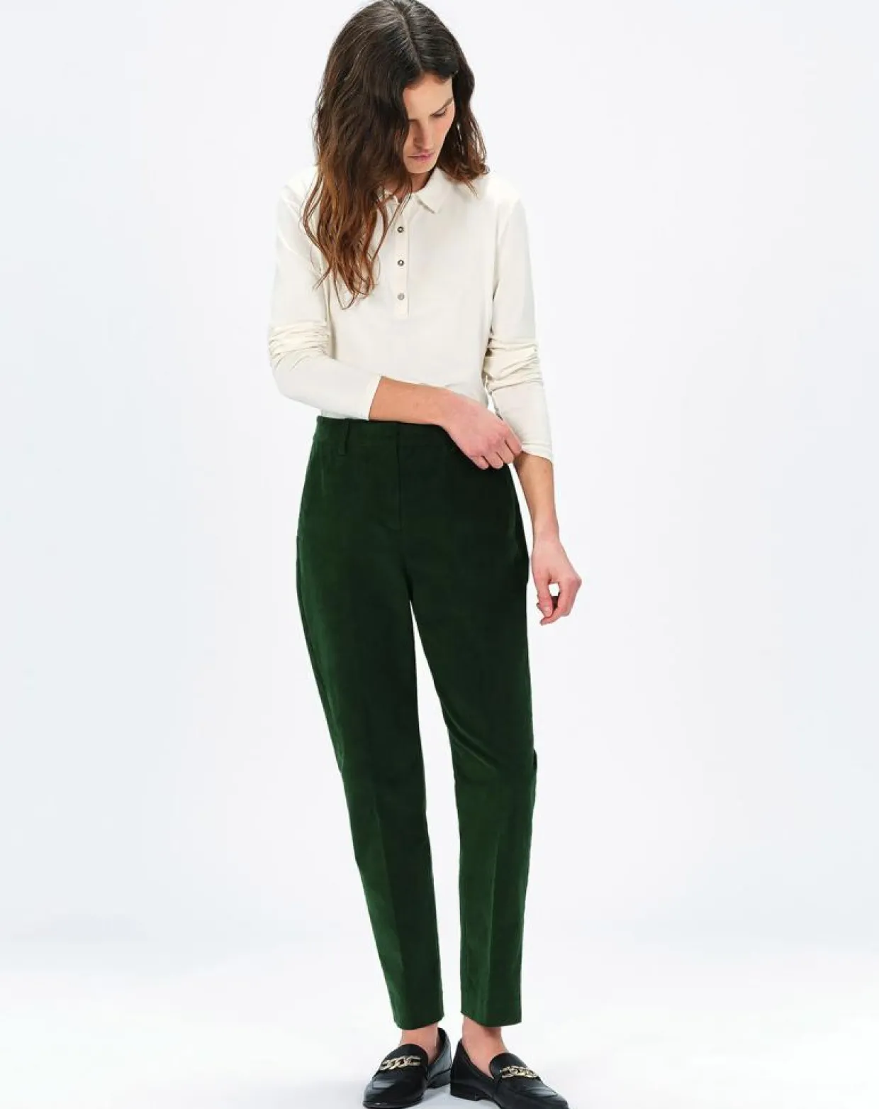 Pantalon cigarette Psidika sapin-Caroll