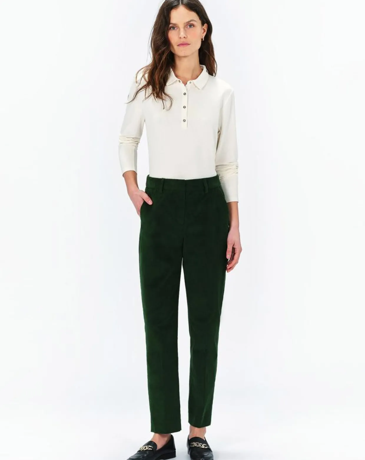Pantalon cigarette Psidika sapin-Caroll