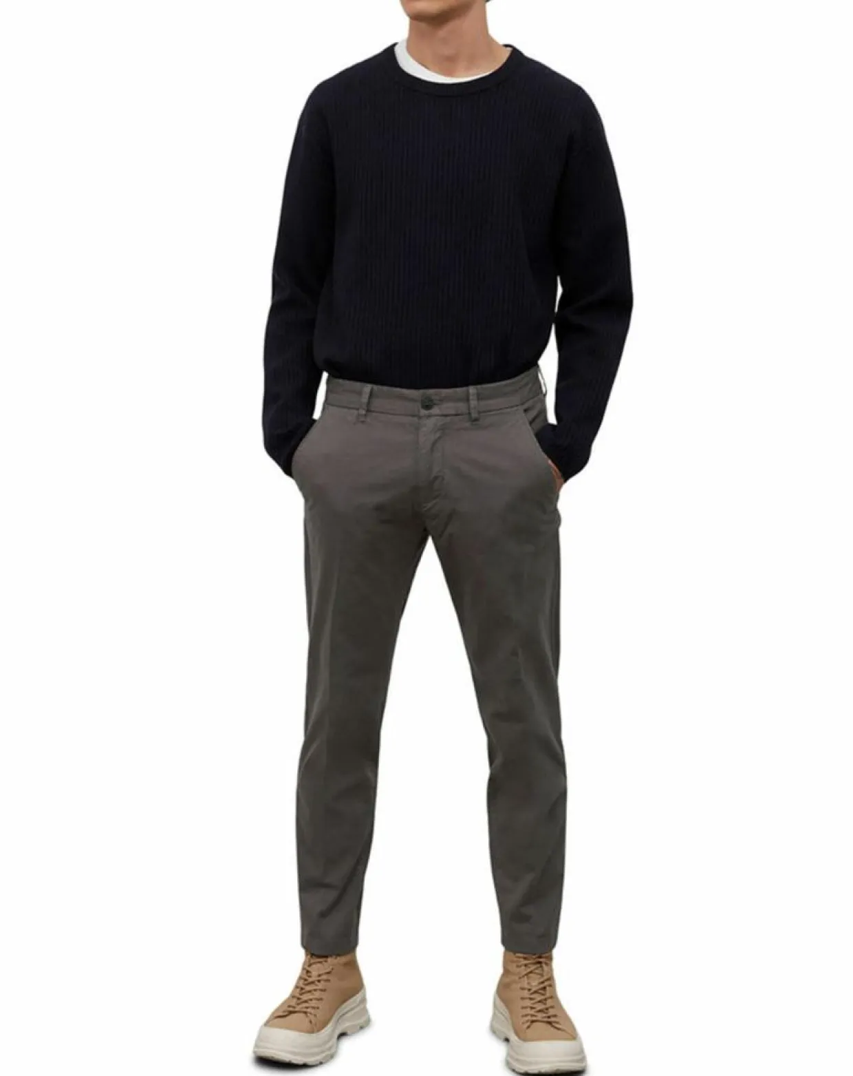 Homme Marc O'Polo Pantalons^Pantalon Coton Bio Stig Tappered Leger gris foncé